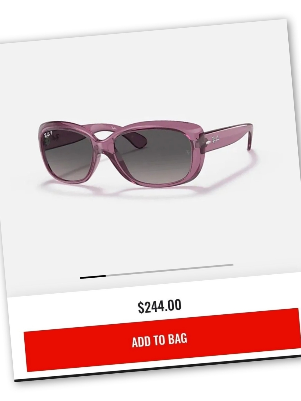 Ray-Ban Women's Translucent Plum Frame Sunglasses with Gradient Lenses